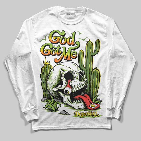 Dunk Low 'Chlorophyll' DopeSkill Long Sleeve T-Shirt God Got Me Graphic Streetwear - White