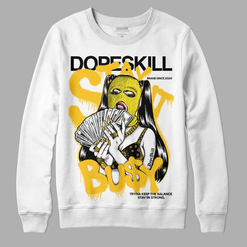 Jordan 4 Retro “Vivid Sulfur” DopeSkill Sweatshirt Stay It Busy Graphic Streetwear - White 