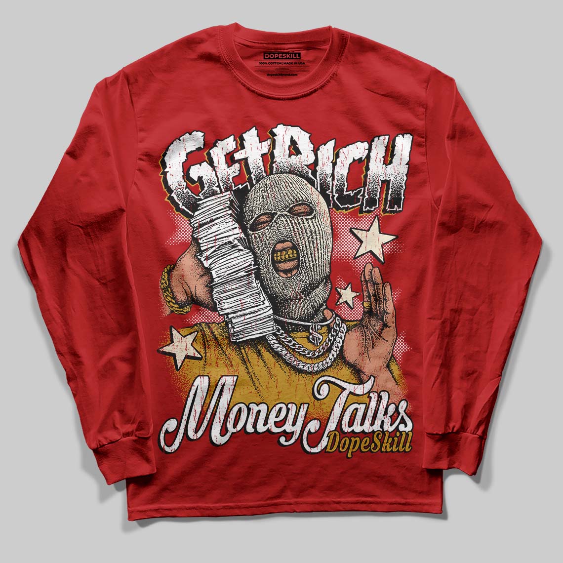 Nigel Sylvester x Air Jordan 4 ‘Brick by Brick’ DopeSkill Long Sleeve T-Shirt Get Rich Graphic Streetwear - Red