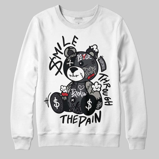 Jordan 3 Retro Black Cat DopeSkill Sweatshirt Smile Through The Pain Graphic Streetwear - White