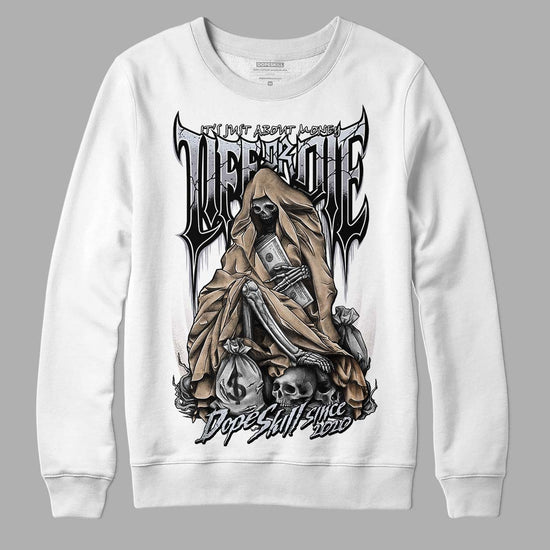 Jordan 4 Retro Frozen Moments DopeSkill Sweatshirt Life or Die Graphic Streetwear - White