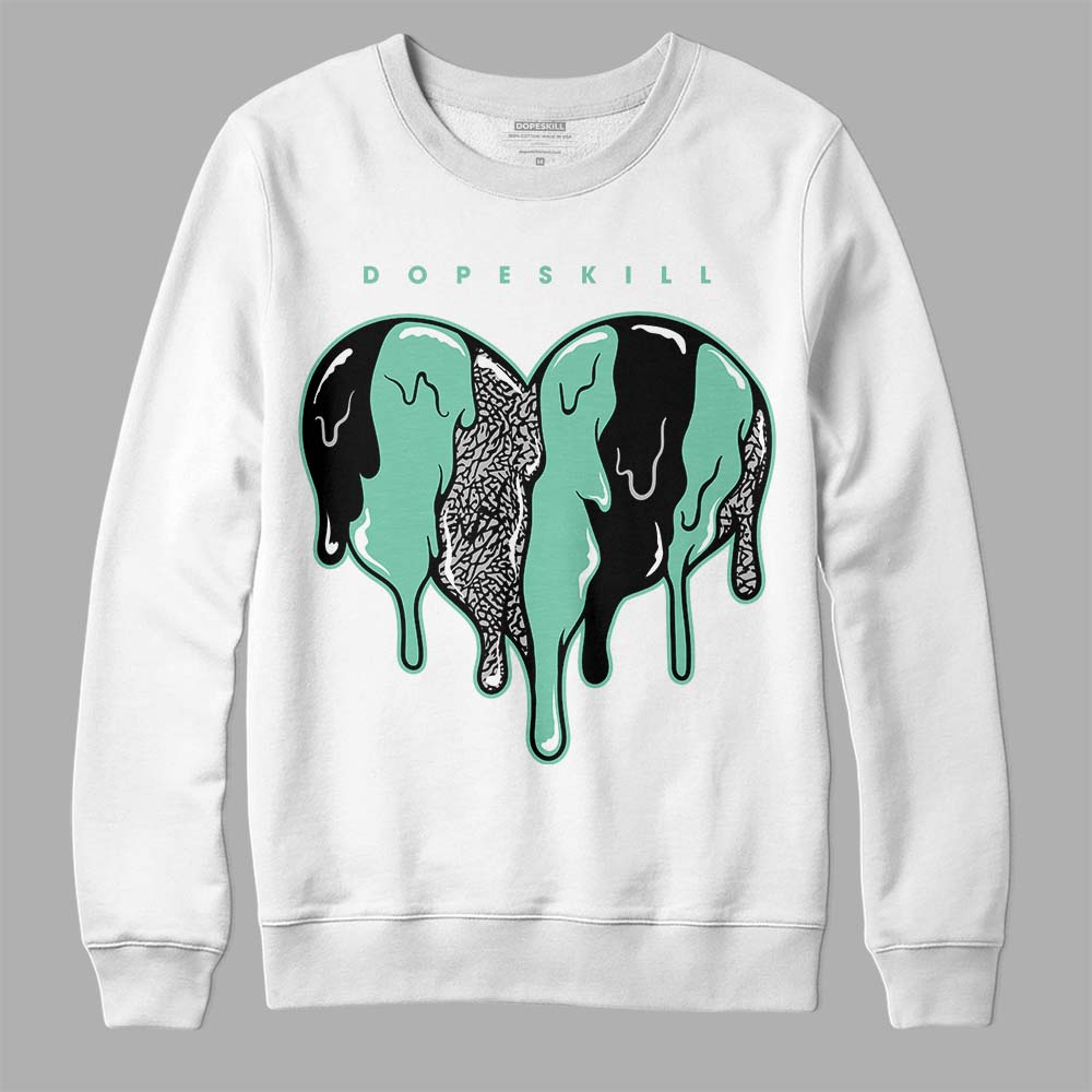 Jordan 3 "Green Glow" DopeSkill Sweatshirt Slime Drip Heart Graphic Streetwear - White 