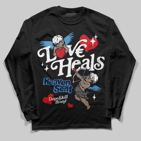 Jordan 3 "Midnight Navy" DopeSkill Long Sleeve T-Shirt New Love Heals Graphic Streetwear - Black