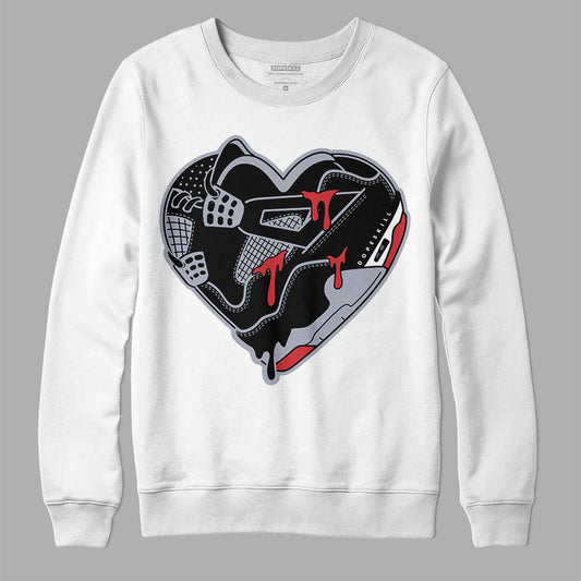 Jordan 4 “Bred Reimagined” DopeSkill Sweatshirt Heart Jordan 4 Graphic Streetwear - White 