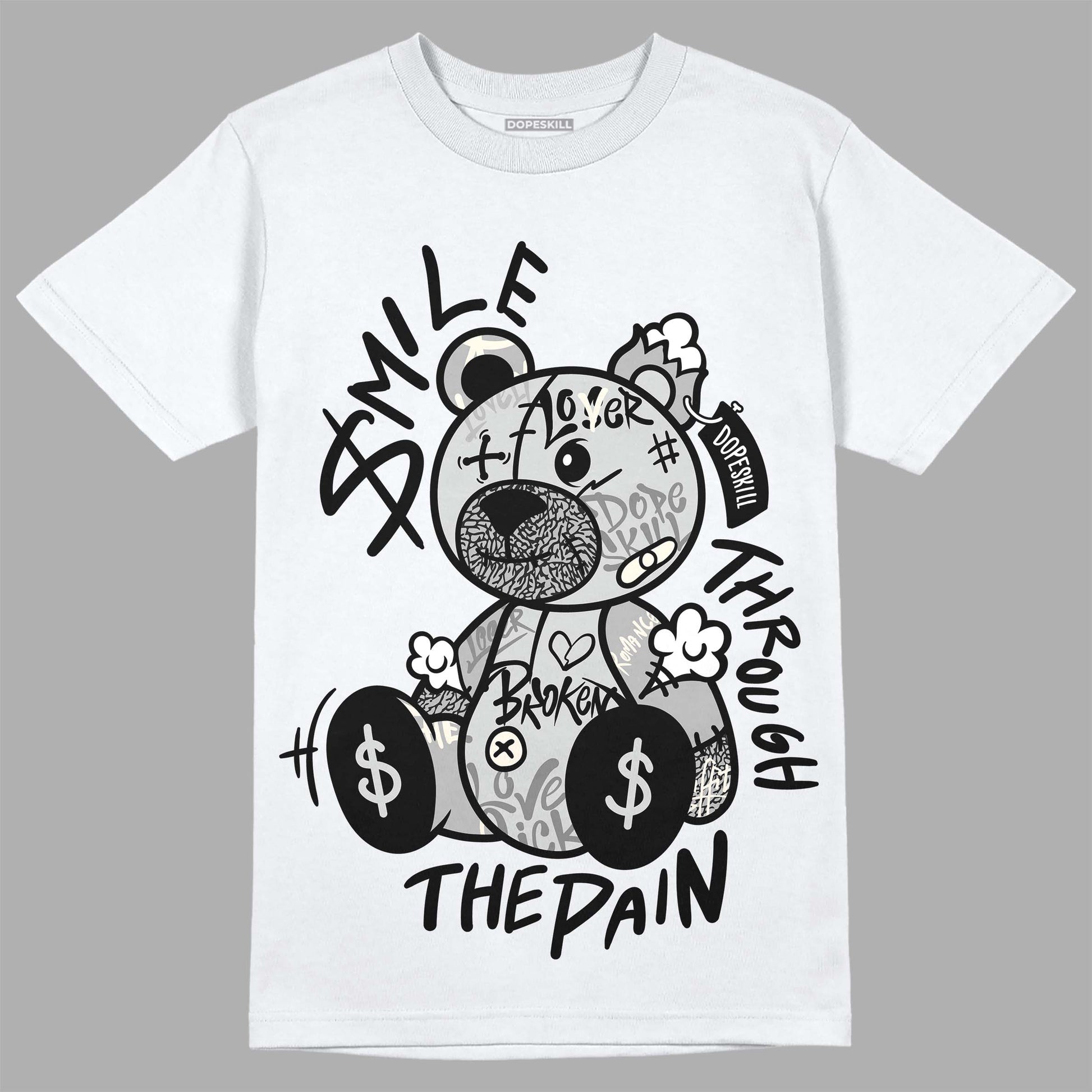 Jordan 3 “Off Noir” DopeSkill T-Shirt Smile Through The Pain Graphic Streetwear - White