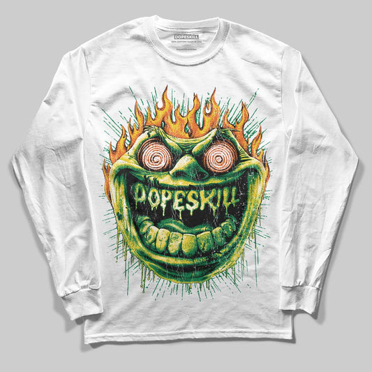 Green Sneakers DopeSkill Long Sleeve T-Shirt Hellfire Graphic Streetwear - White