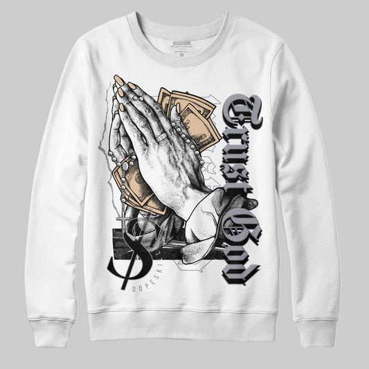 Jordan 4 Retro Frozen Moments DopeSkill Sweatshirt Trust God Graphic Streetwear - White