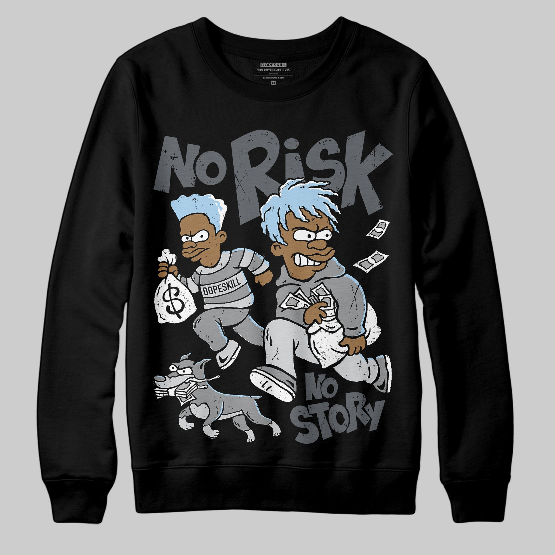 Jordan 5 Retro Wolf Grey (2026) DopeSkill Sweatshirt No Risk No Story Graphic Streetwear - Black