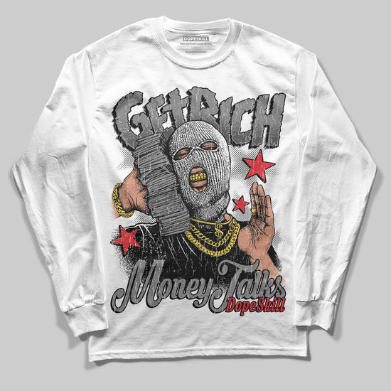 Jordan 10 Retro Shadow (2025) DopeSkill Long Sleeve T-Shirt Get Rich Graphic Streetwear - White