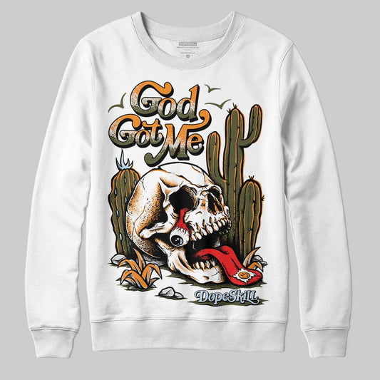 Jordan 5 “Olive” DopeSkill Sweatshirt God Got Me Graphic Streetwear - White