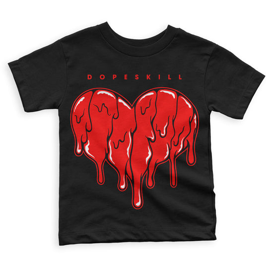Jordan 9 Chile Red DopeSkill Toddler Kids T-shirt Slime Drip Heart Graphic Streetwear - Black