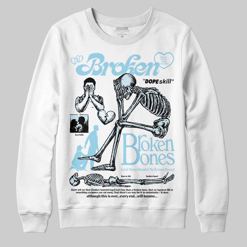 Vans Knu Stack Vintage Satin Dream Blue DopeSkill Sweatshirt Broken Bones Graphic Streetwear - White