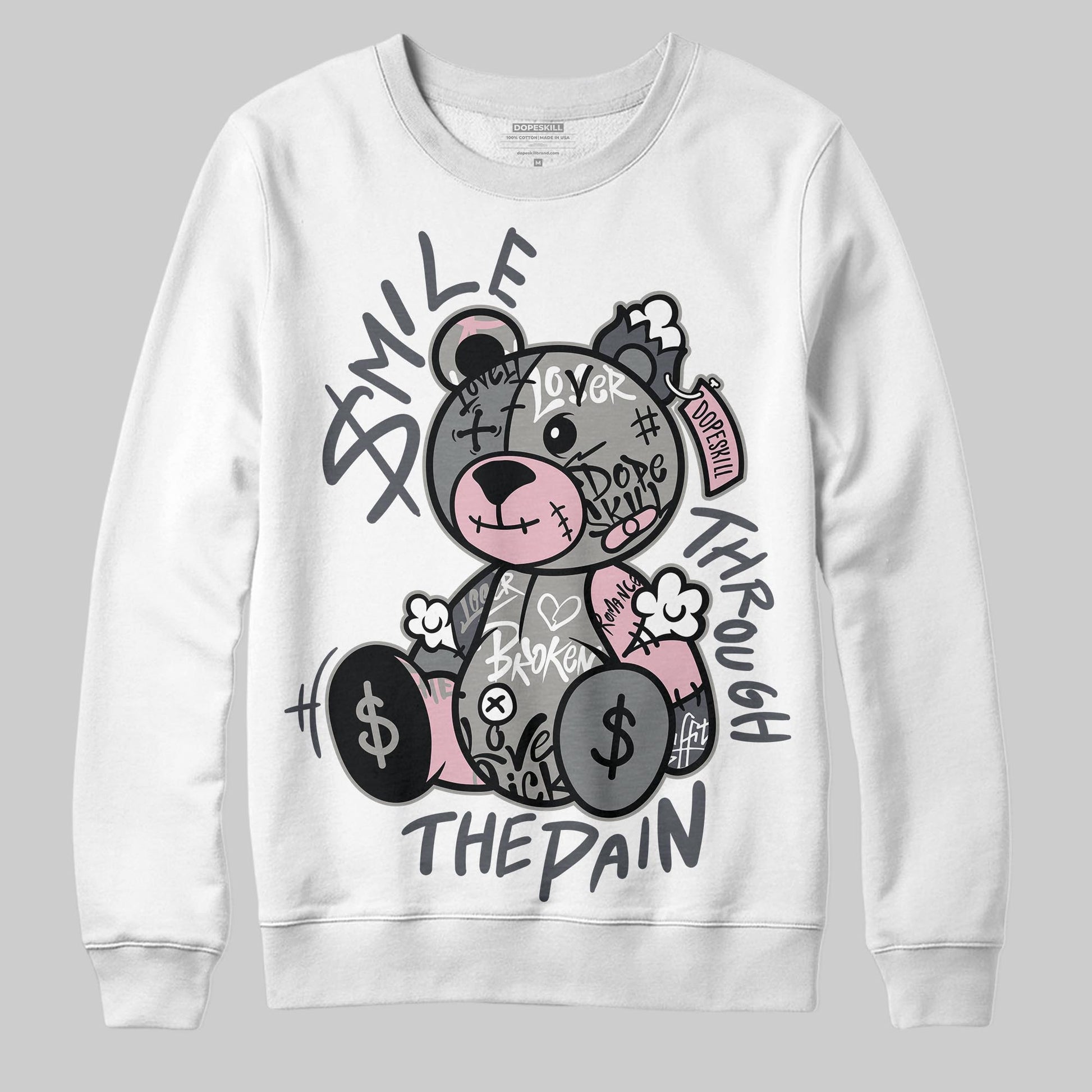Air Max 95 OG “Pink Foam” DopeSkill Sweatshirt Smile Through The Pain Graphic Streetwear - White