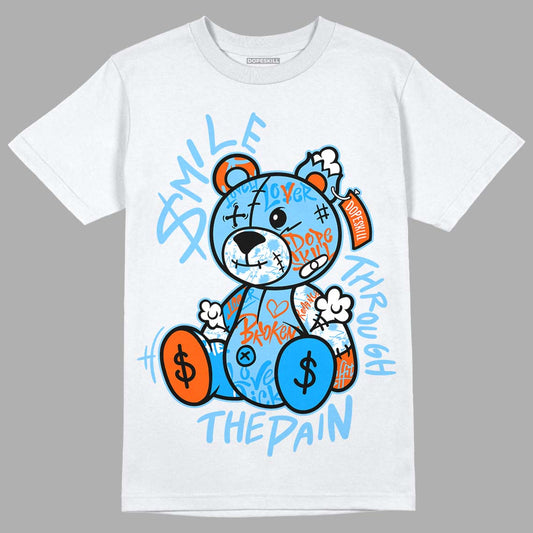 Dunk Low Futura University Blue DopeSkill T-Shirt Smile Through The Pain Graphic Streetwear - White
