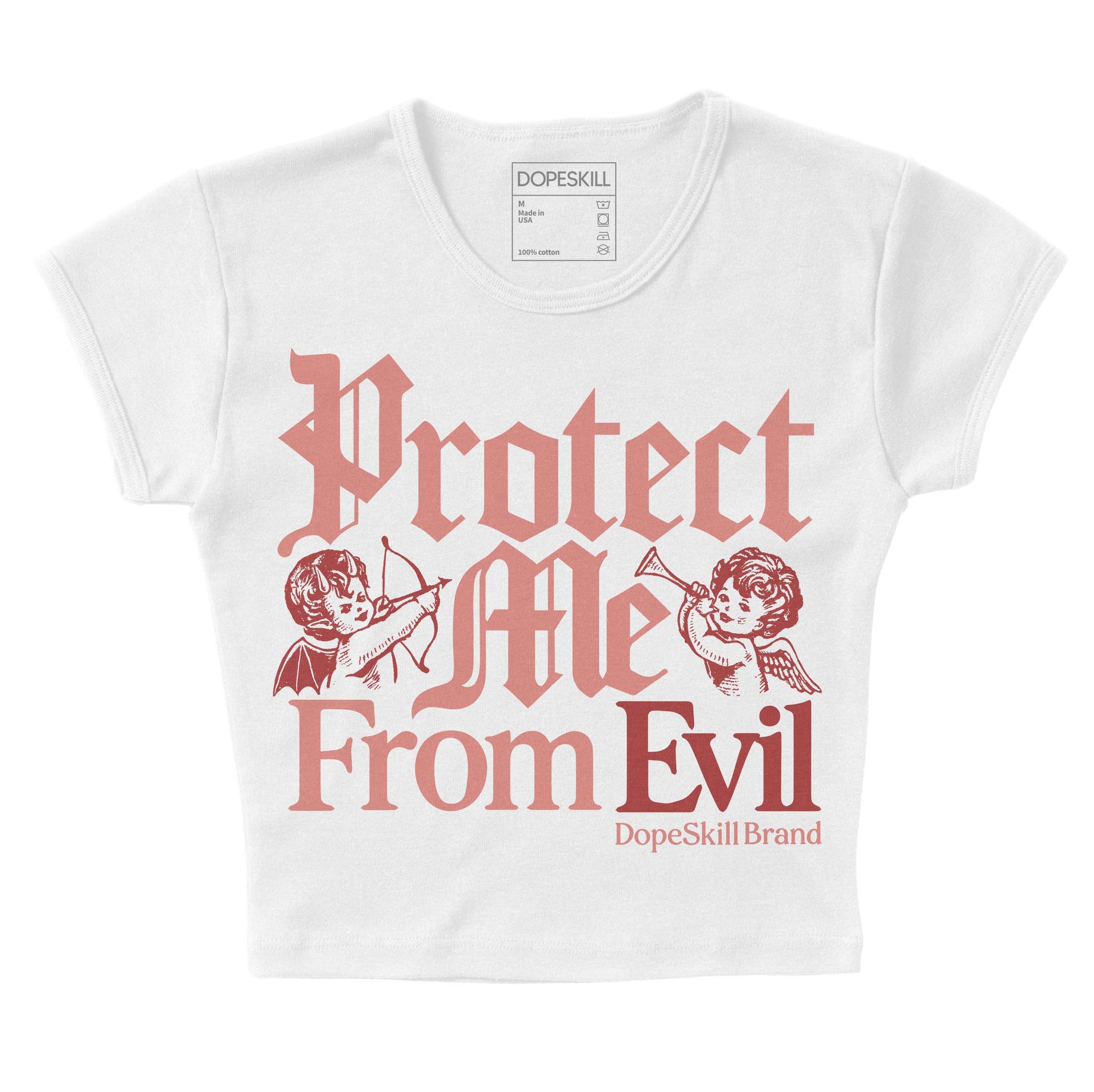 Jordan 13 “Dune Red” DopeSkill Women's Crop Top Protect Me From Evil Graphic Streetwear - White 