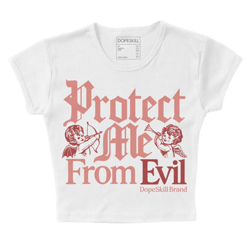 Jordan 13 “Dune Red” DopeSkill Women's Crop Top Protect Me From Evil Graphic Streetwear - White 