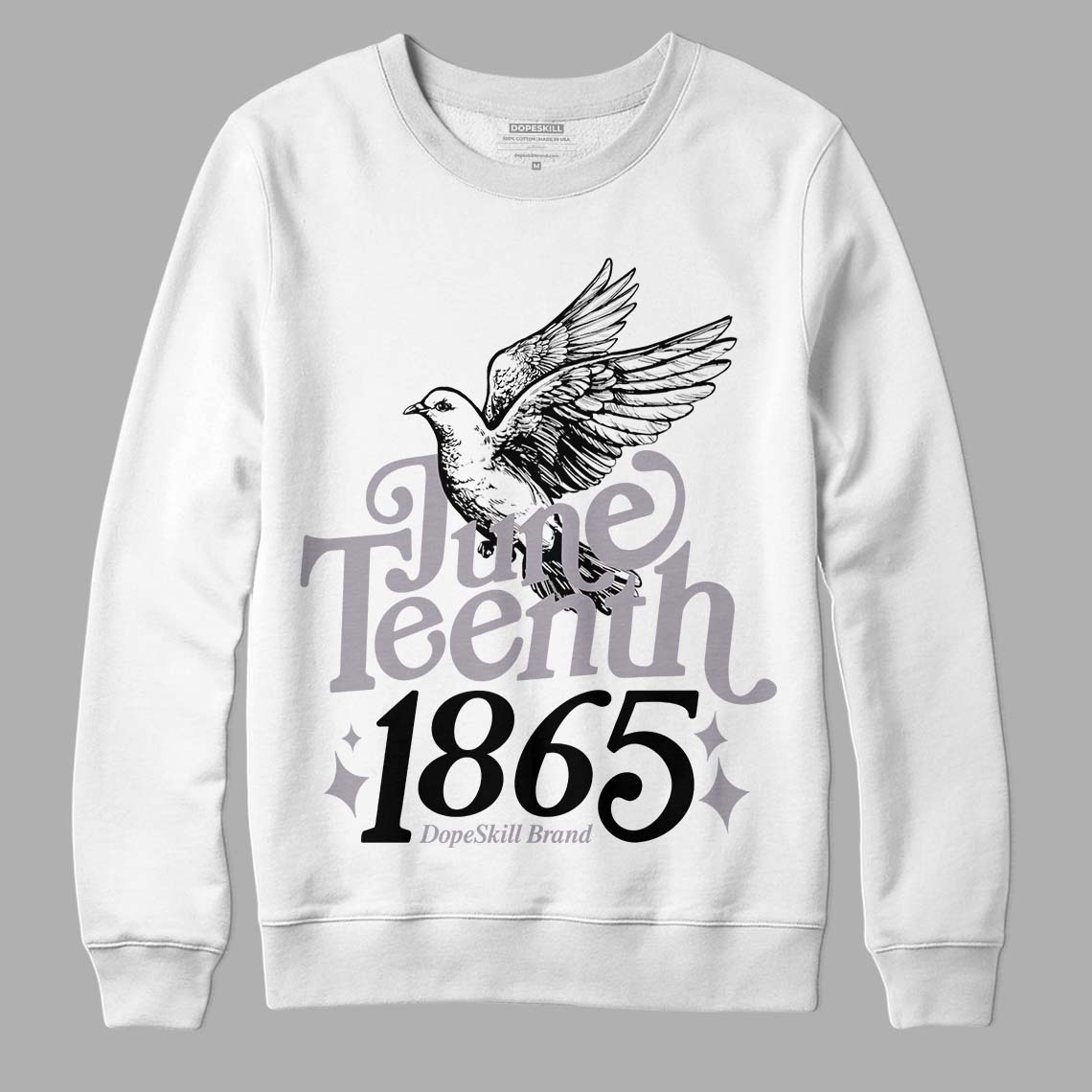 Jordan 2 Cement Grey DopeSkill Sweatshirt Juneteenth 1865 Graphic Streetwear - White