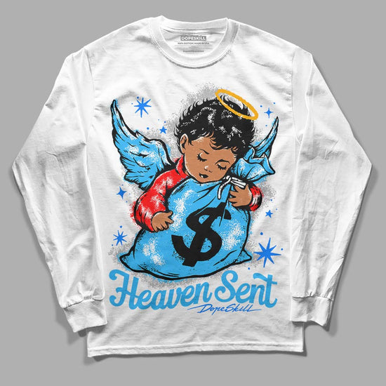 Jordan 2 Low "University Blue" DopeSkill Long Sleeve T-Shirt Heaven Sent Graphic Streetwear - White