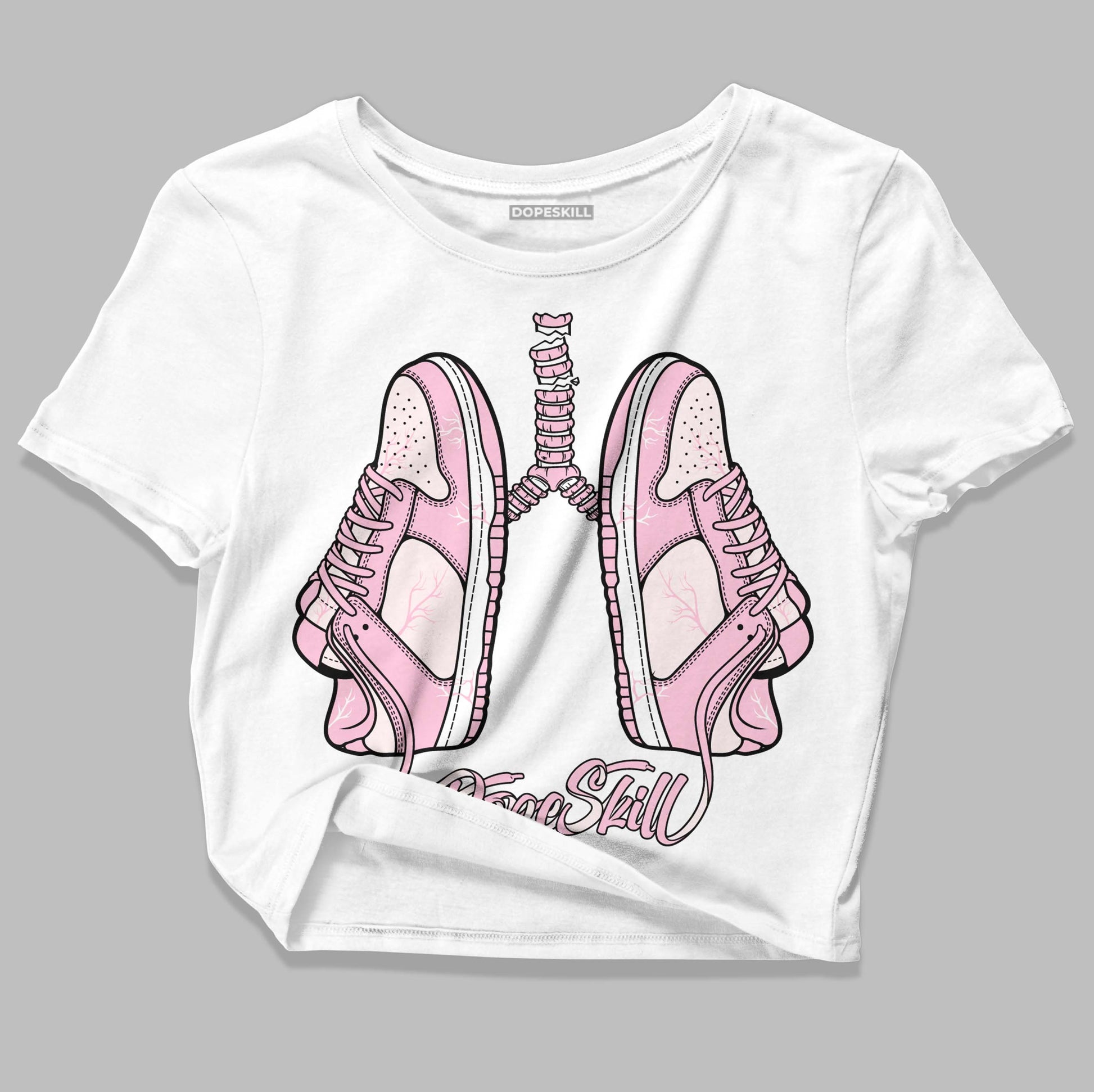 Dunk Low LX Pink Foam DopeSkill Women's Crop Top Breathe Graphic Streetwear - White 