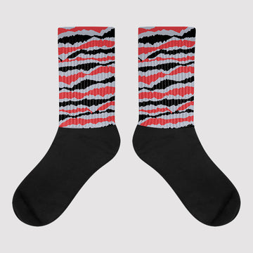 Jordan 4 “Bred Reimagined” DopeSkill Sublimated Socks Abstract Tiger Graphic Streetwear