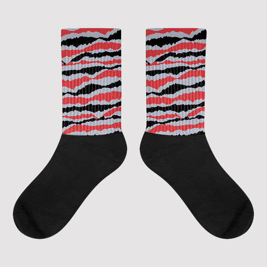 Jordan 4 “Bred Reimagined” DopeSkill Sublimated Socks Abstract Tiger Graphic Streetwear