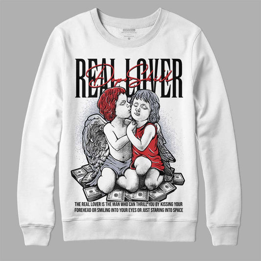 Jordan 4 “Bred Reimagined” DopeSkill Sweatshirt Real Lover Graphic Streetwear - White