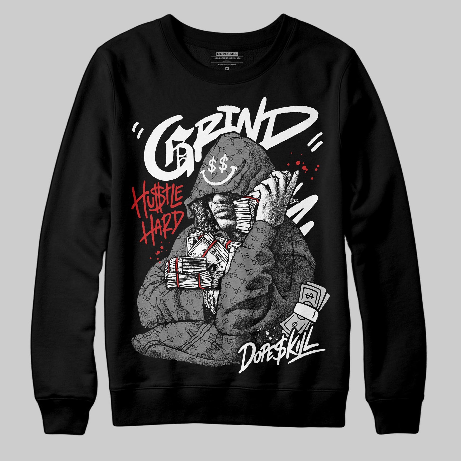 Grey Sneakers DopeSkill Sweatshirt Grind Pray Graphic Streetwear - Black