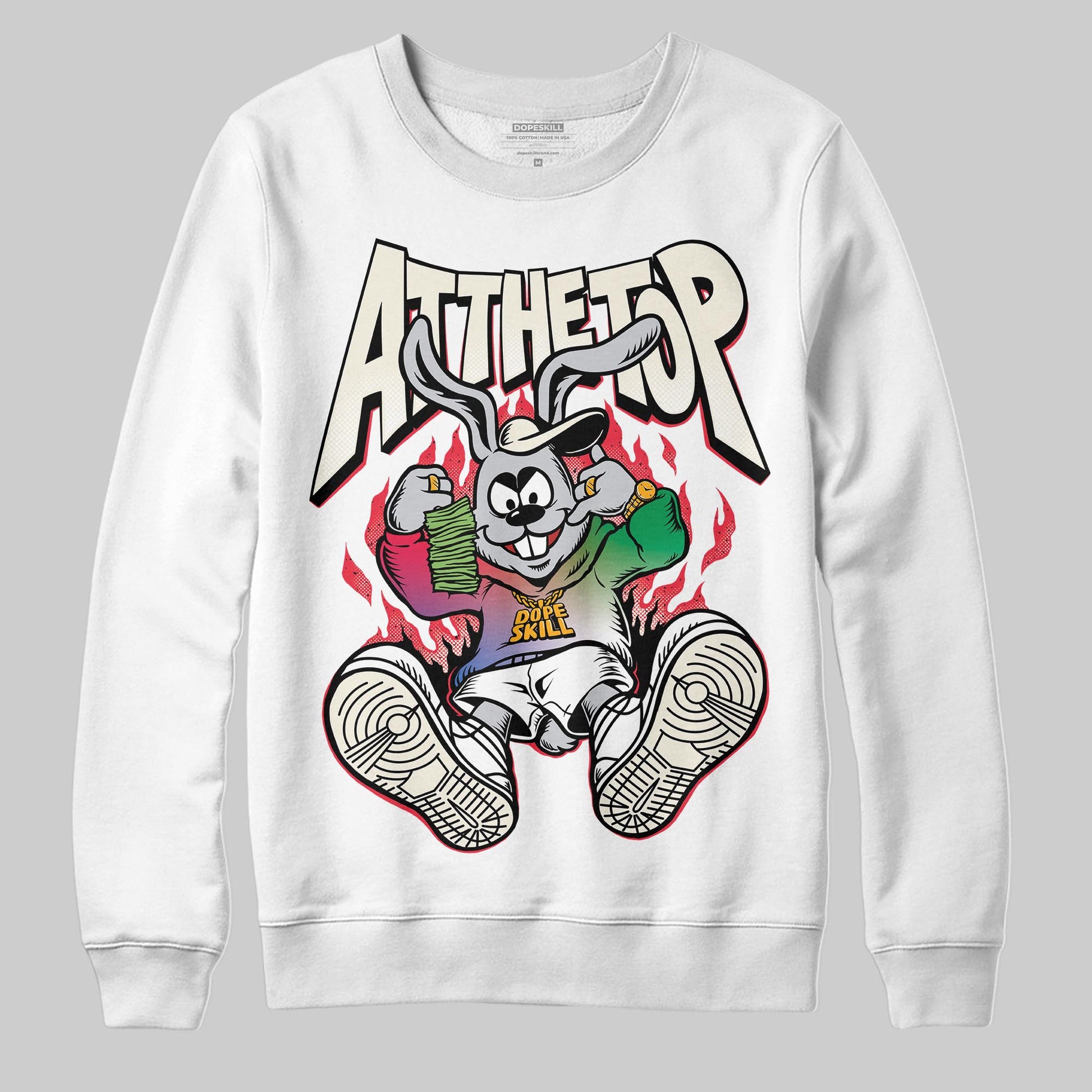 Jordan 11 Retro 285 Atlanta DopeSkill Sweatshirt At The Top Graphic Streetwear - White