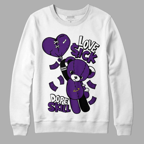 Jordan 12 “Field Purple” DopeSkill Sweatshirt Love Sick Graphic Streetwear - White