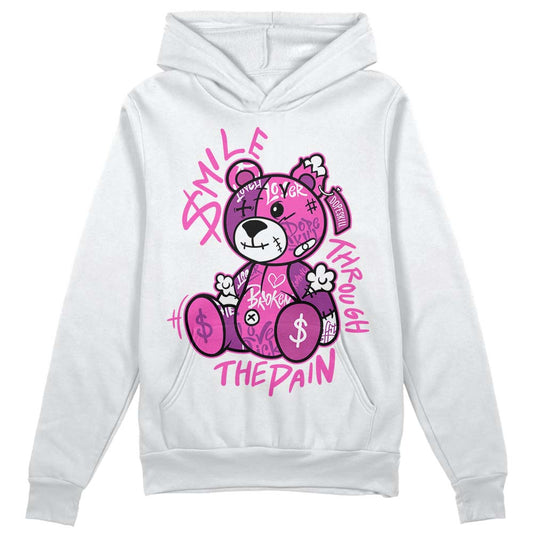 Jordan 4 GS “Hyper Violet” DopeSkill Hoodie Sweatshirt Smile Through The Pain Graphic Streetwear - White