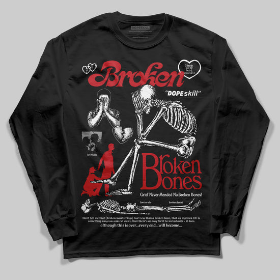 Jordan 11 “Bred Velvet” DopeSkill Long Sleeve T-Shirt Broken Bones Graphic Streetwear - black