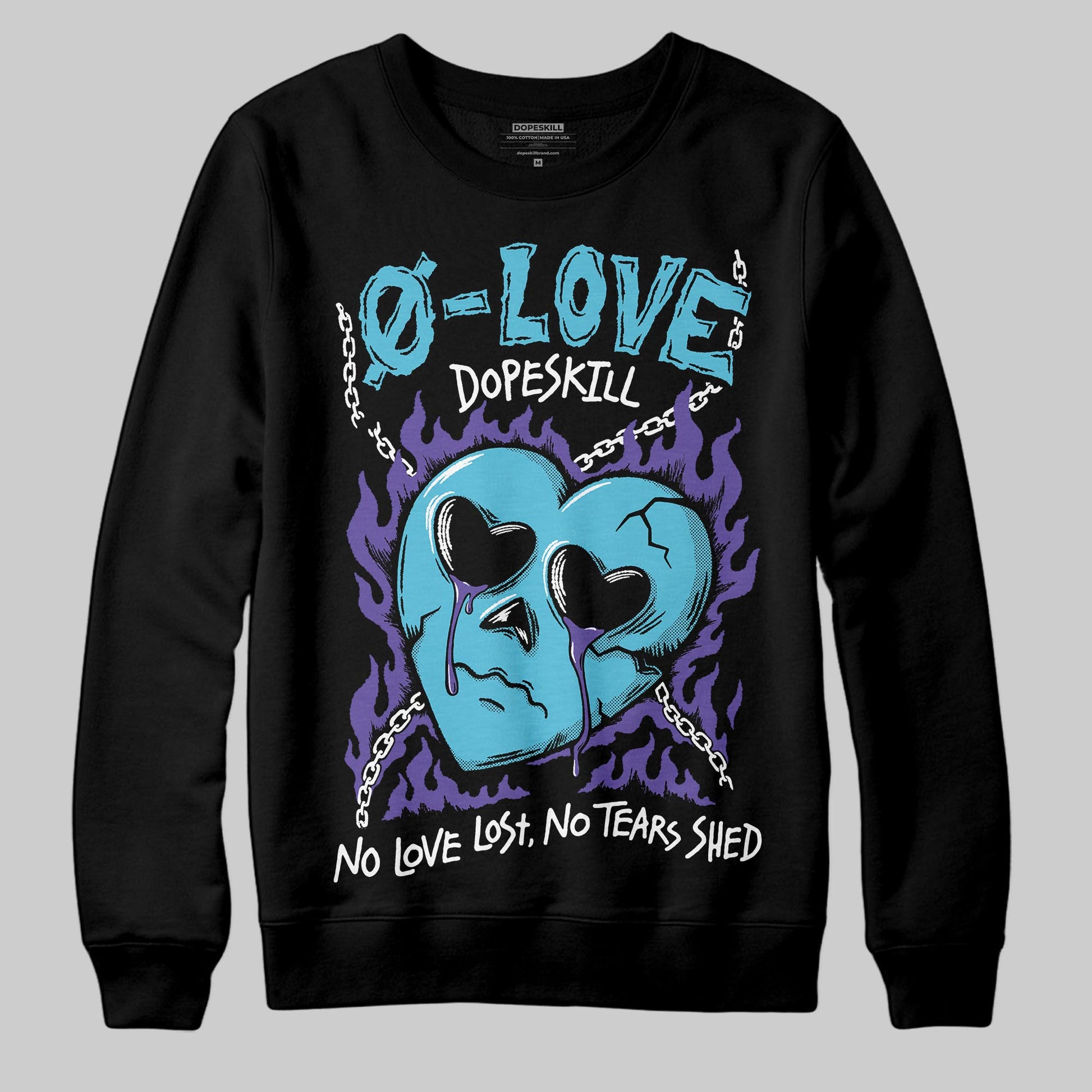 Jordan 8 Retro 'Aqua' 2025 DopeSkill Sweatshirt Crying Heart Graphic Streetwear - Black