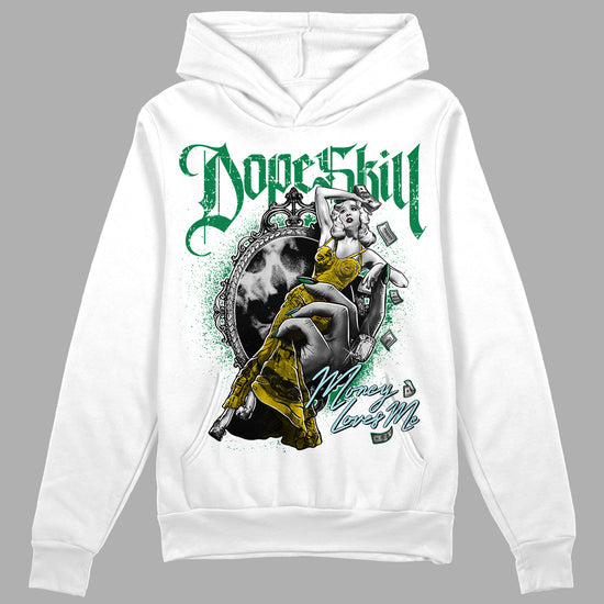 Jordan 5 “Lucky Green” DopeSkill Hoodie Sweatshirt Money Loves Me Graphic Streetwear - White