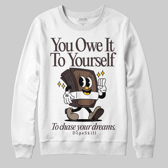 SoleFly x Air Jordan 12 Retro SP 'Cafecito/Baroque Brown' DopeSkill Sweatshirt Owe It To Yourself Graphic Streetwear - White