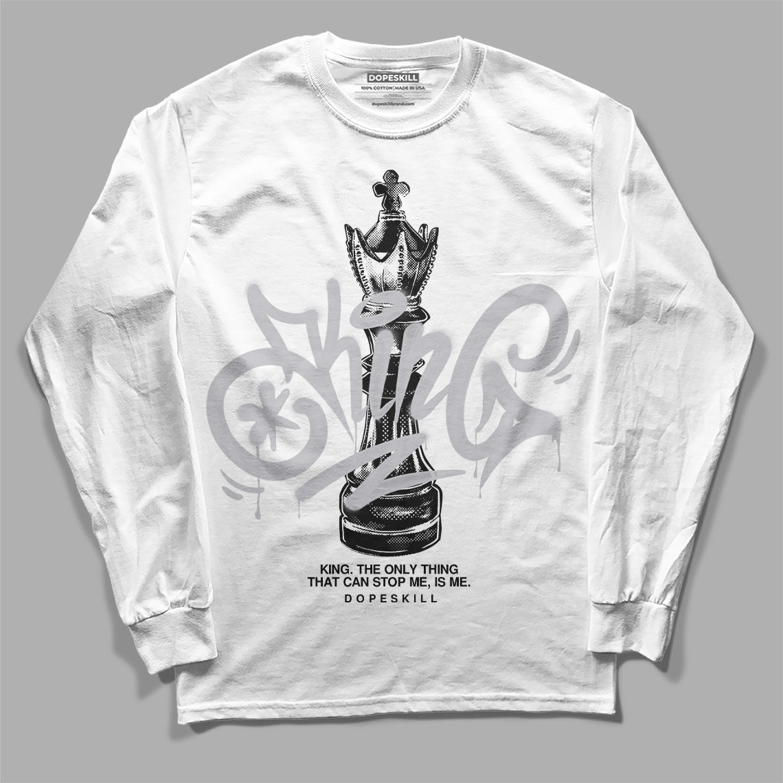 Jordan 11 Retro Low Cement Grey DopeSkill Long Sleeve T-Shirt King Chess Graphic Streetwear - White 