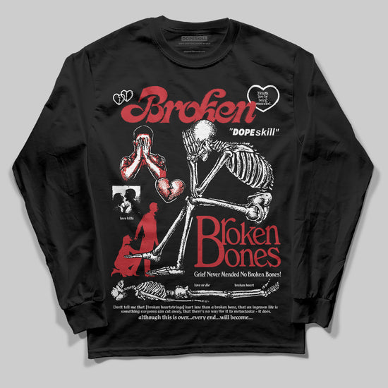 Jordan 11 Retro Low Bred (2025) DopeSkill Long Sleeve T-Shirt Broken Bones Graphic Streetwear - Black