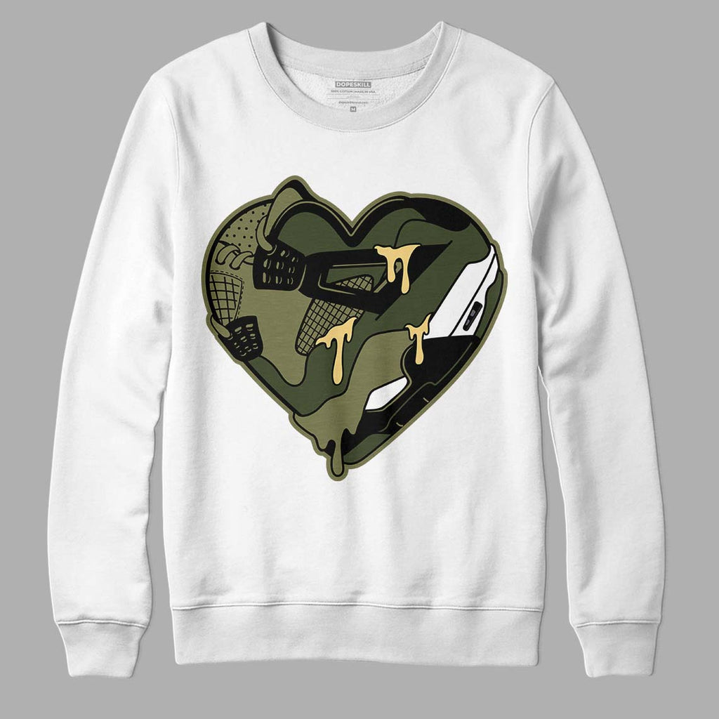 Jordan 4 Retro SE Craft Medium Olive DopeSkill Sweatshirt Heart Jordan 4 Graphic Streetwear - White 