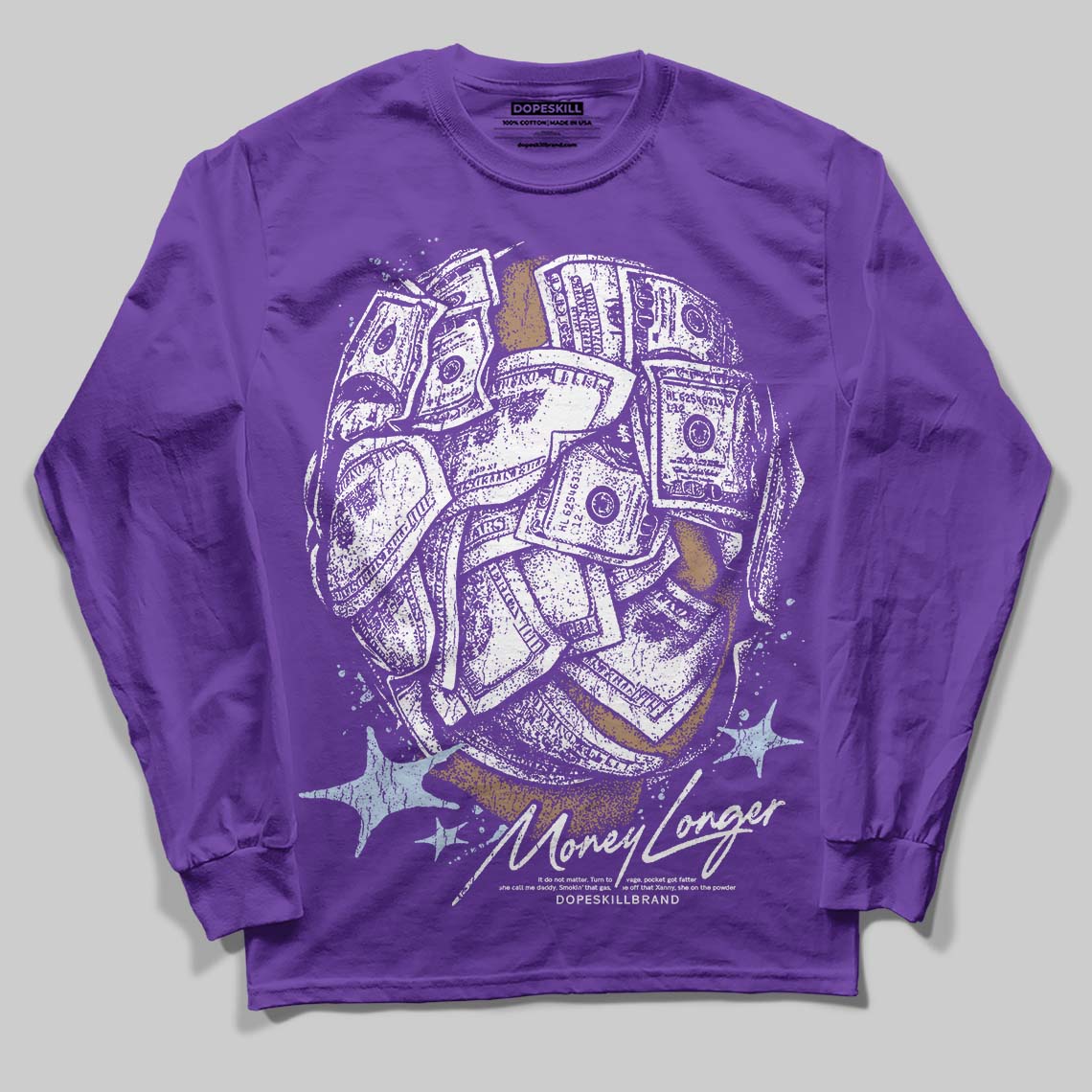 Jordan 5 OG “Grape” DopeSkill Long Sleeve T-Shirt Money Longer Graphic Streetwear - Purple