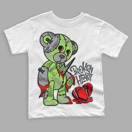 Jordan 5 Green Bean DopeSkill Toddler Kids T-shirt Broken Heart Graphic Streetwear  - White 