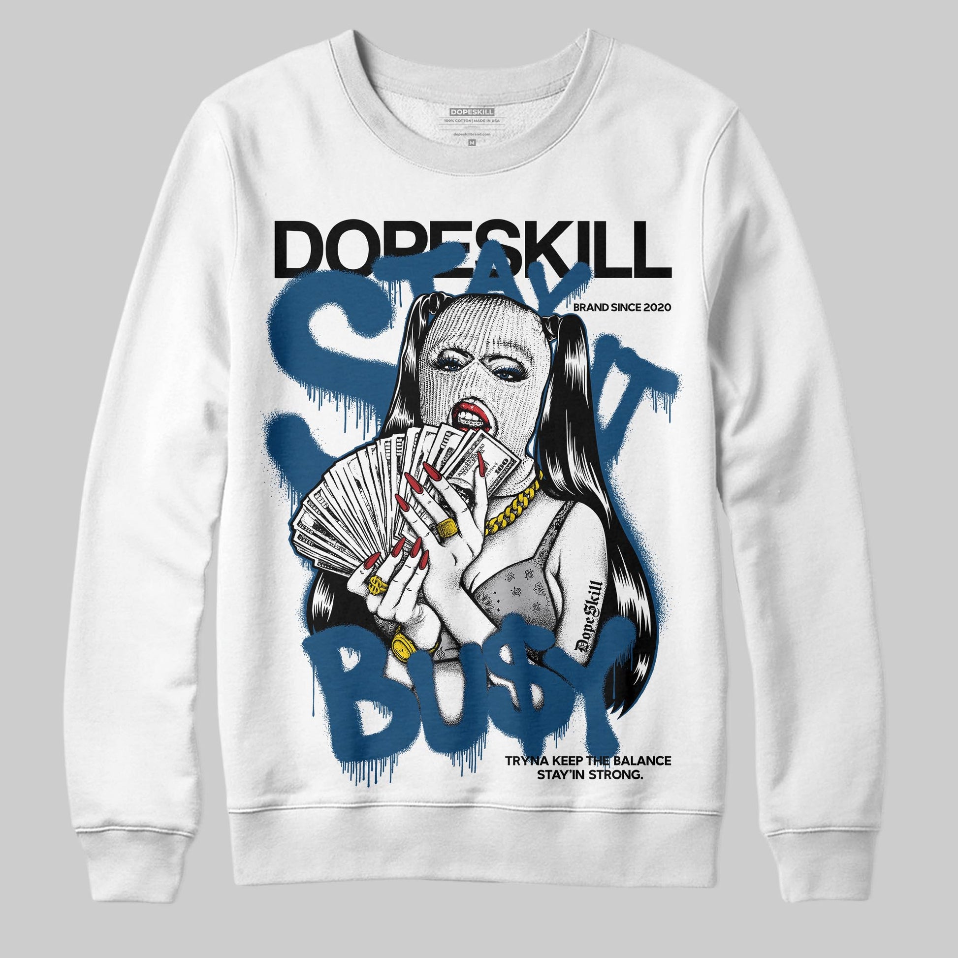 Jordan 12 Retro French Blue (2025) DopeSkill Sweatshirt Stay It Busy Graphic Streetwear