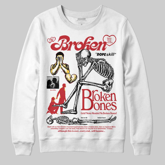 Jordan 14 Retro Ferrari (2025) DopeSkill Sweatshirt Broken Bones Graphic Streetwear - White