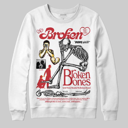 Jordan 14 Retro Ferrari (2025) DopeSkill Sweatshirt Broken Bones Graphic Streetwear - White