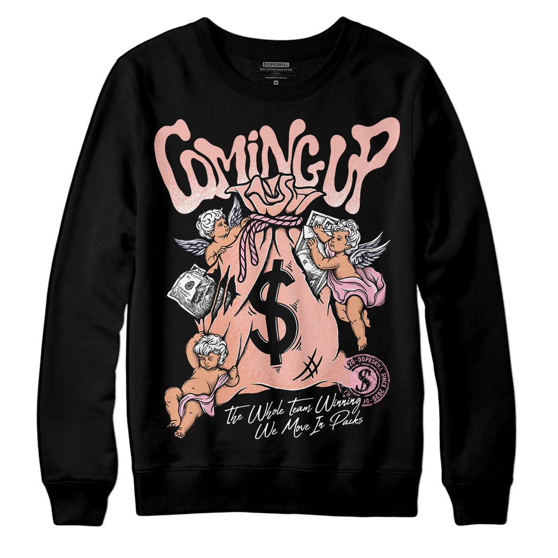 Jordan 11 Low “Legend Pink” DopeSkill Sweatshirt Money Bag Coming Up Graphic Streetwear - Black