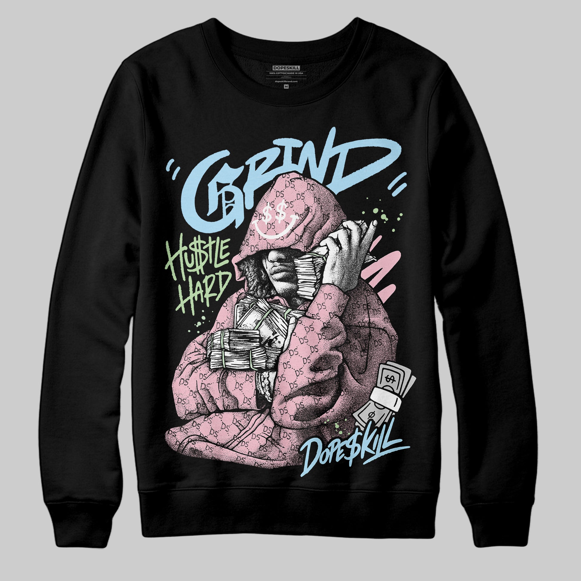 Jordan 4 Retro Valentine's Day (2026) (GS) DopeSkill Sweatshirt Grind Pray Graphic Streetwear - Black