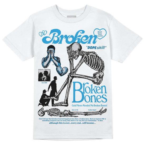 Jordan 4 Retro Military Blue DopeSkill T-Shirt Broken Bones Graphic Streetwear -= White