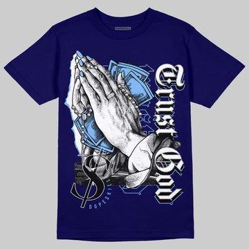 Jordan 6 University Blue DopeSkill College Navy T-Shirt Trust God Graphic Streetwear