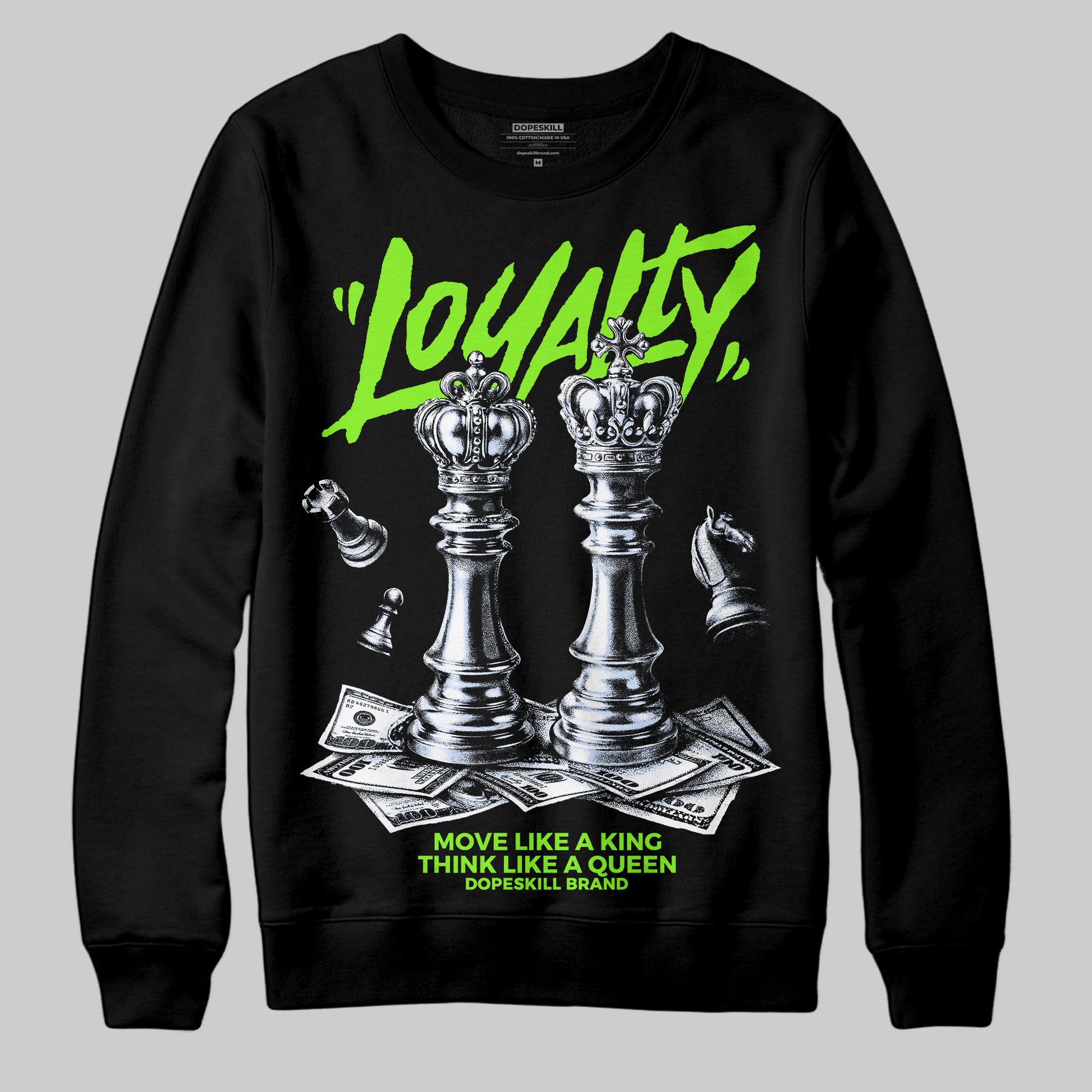 Neon Green Sneakers DopeSkill Sweatshirt Loyalty Graphic Streetwear - black
