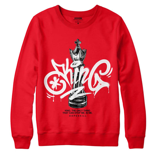 Jordan 4 Red Thunder DopeSkill Red Sweatshirt King Chess Graphic Streetwear