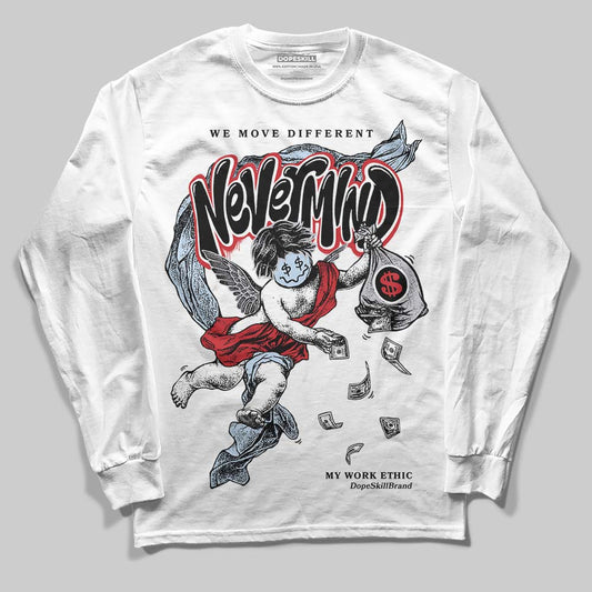 Jordan 5 Retro OG Black Metallic Reimagined DopeSkill Long Sleeve T-Shirt Nevermind Graphic Streetwear - White