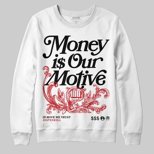 Jordan 5 Retro OG Black Metallic Reimagined DopeSkill Sweatshirt Money Is Our Motive Typo Graphic Streetwear - White